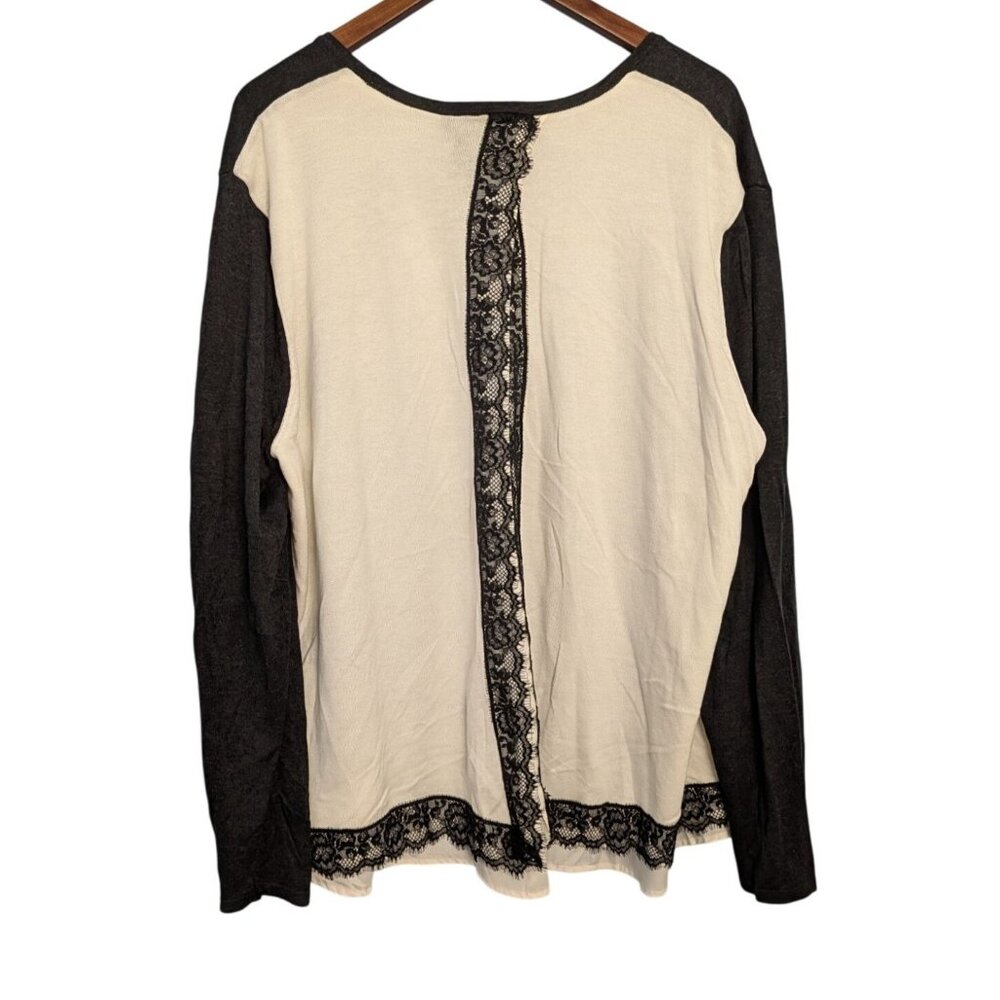 Madison Long Sleeve Cardigan Sweater Alpaca Heather Grey Sz 4Chicos Mixed Fabric - Picture 2 of 16